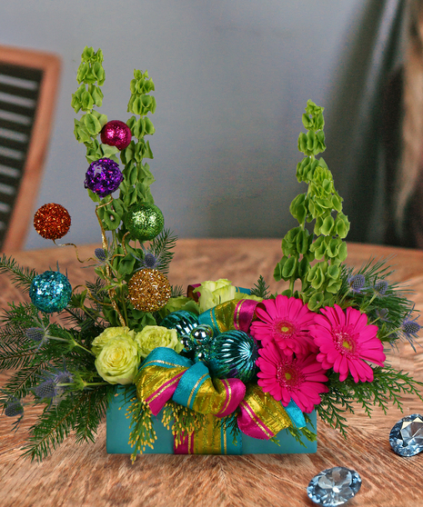 December Birthstone Arrangement - Blue Topaz & Turquoise
