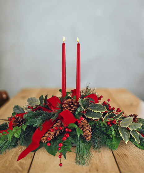 Season's Greetings - Double Candle Centerpiece