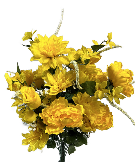 Cemetery Cone Permanent Arrangement - Bright Yellow Mix